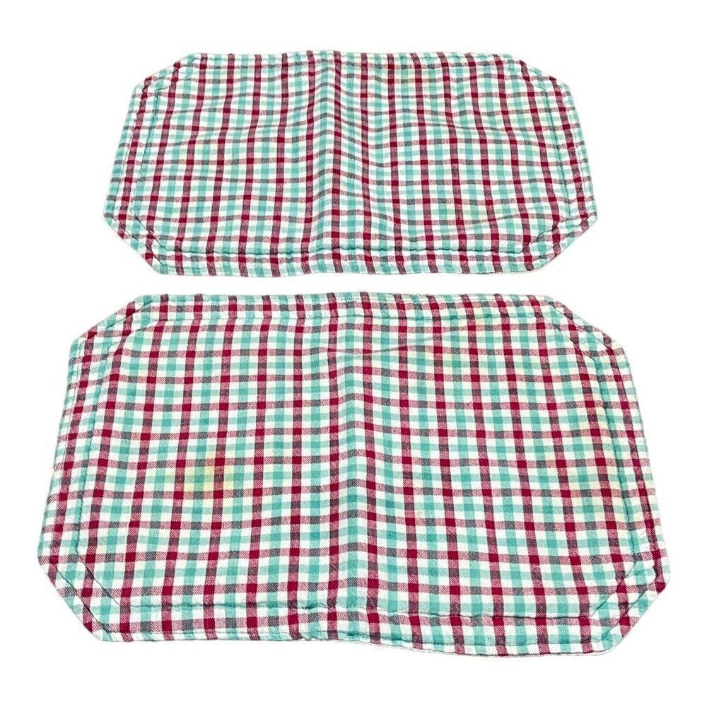 Vintage Red Green Plaid Cloth Christmas Small Table Placemats Set of 2 15.x10